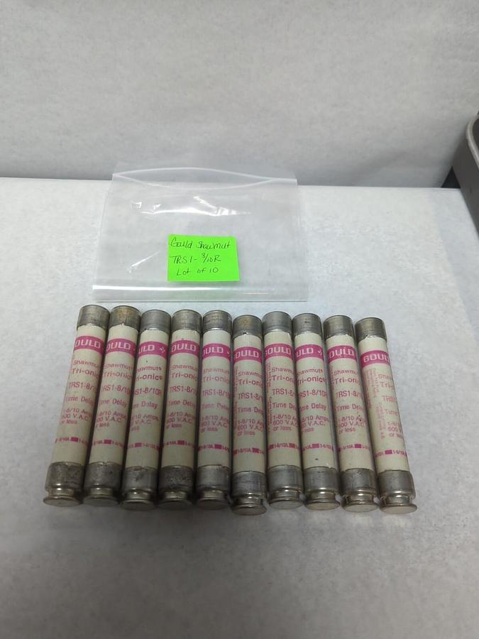 GOULD SHAWMUT,TRS1-8/10R,TRI-ONIC 1-8/10 AMP FUSES LOT OF 10 NOS