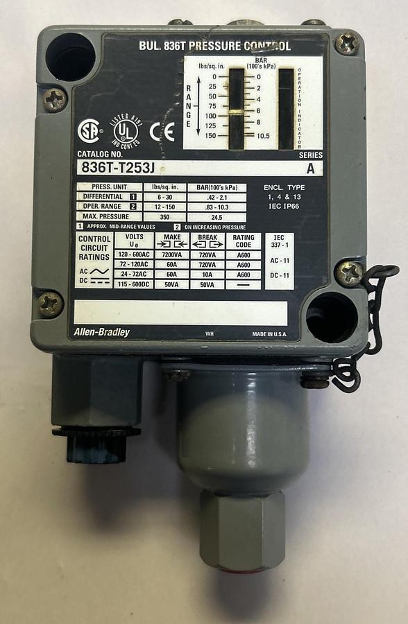 Used ALLEN BRADLEY,836T-T253J,PRESSURE SWITCH