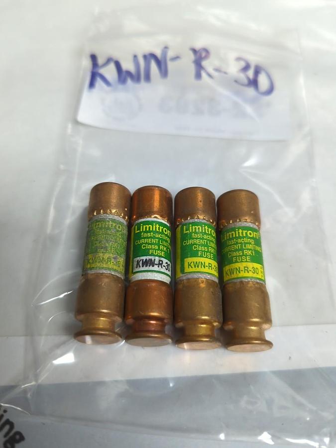 Used COOPER BUSSMANN,KWN-R-30,LIMITRON 30 AMP FUSE LOT OF 4 PRE-OWNED