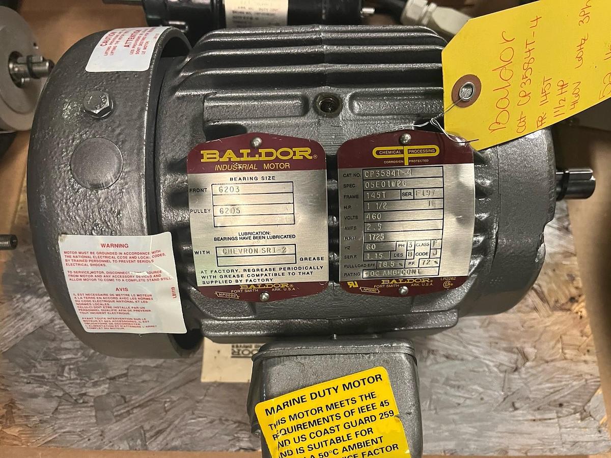 Baldor,CP3584-T,CHEMICAL PROCESSING MOTOR 1.5HP 1725RPM 145T 3PH
