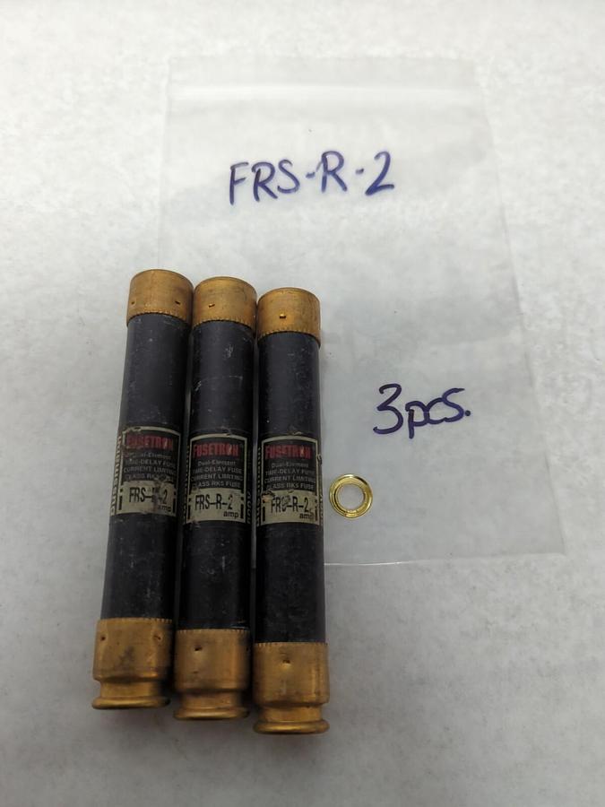 Used COOPER BUSSMANN,FRS-R-2,FUSETRON 2 AMP FUSE LOT OF 3 PRE-OWNED