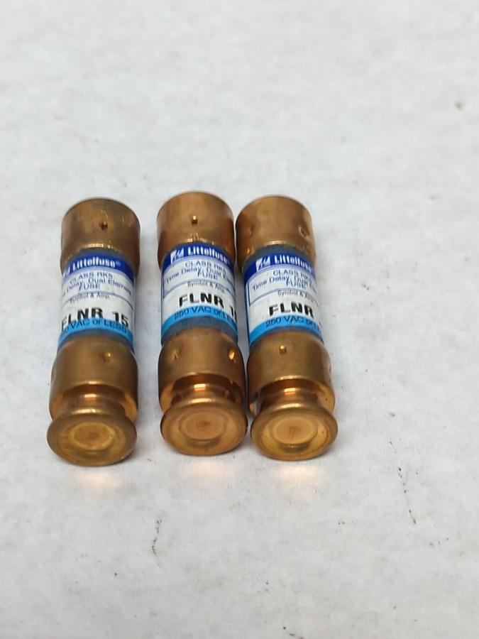 LITTELFUSE,FLNR-15,TIME-DELAY 15 AMP FUSE LOT OF 3 NOS