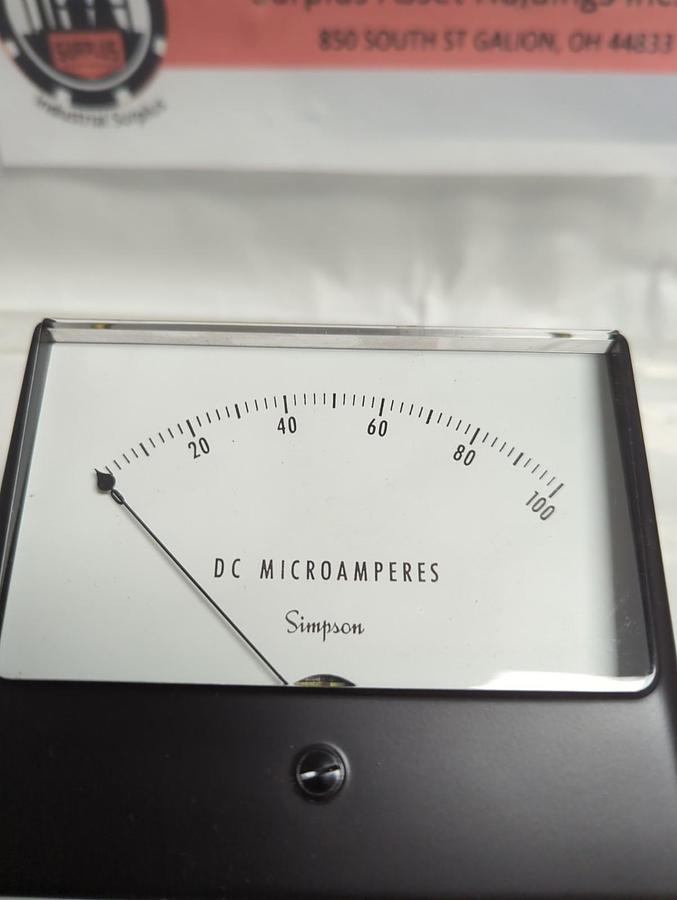 Used SIMPSON,04490,PRESSURE GAUGE 0-100 DC MICROAMPERES PRE-OWNED