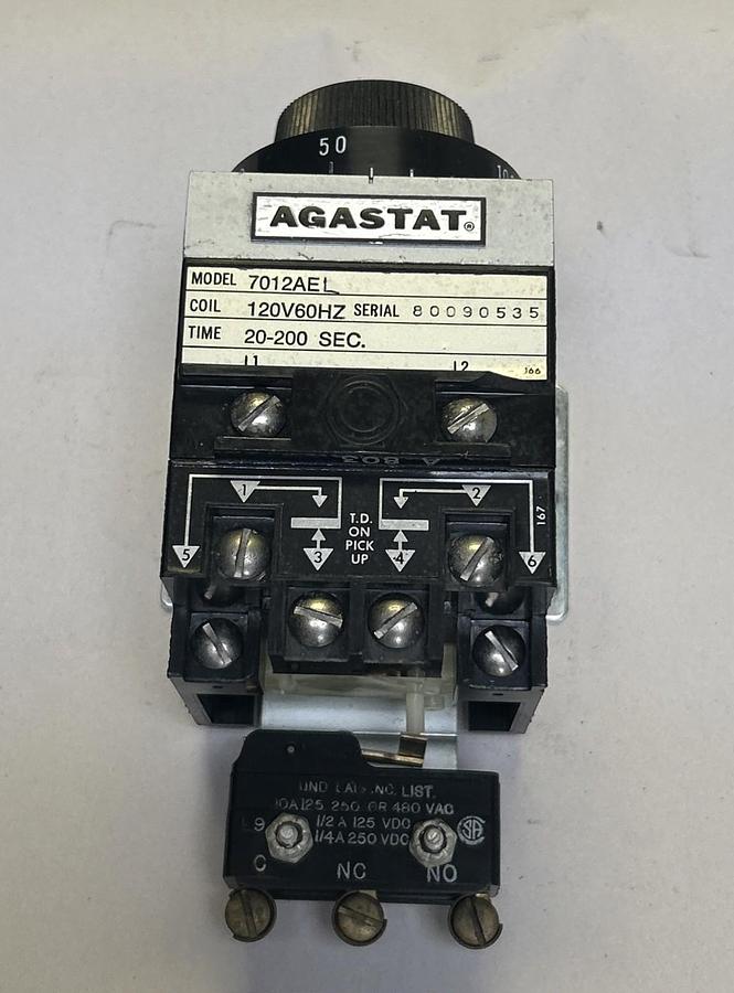 Used AGASTAT,7012AEL,TIME DELAY RELAY 20-200 SEC 120V