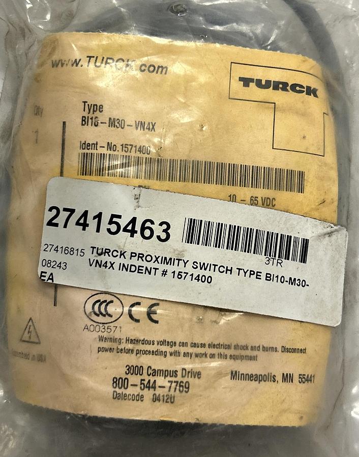 Used TURCK,BI10-M30-VN4X,INDUCTIVE SENSOR NEW
