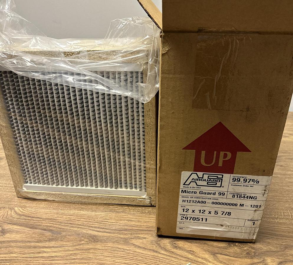 Used Airguard Filter,H1212A00 12x12x5 7/8,Micro Guard Filter