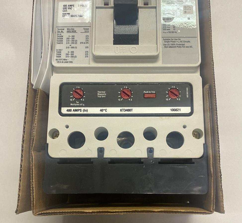 EATON CUTLER HAMMER,KDB3400,CIRCUIT BREAKER 400A 600V 3P NEW