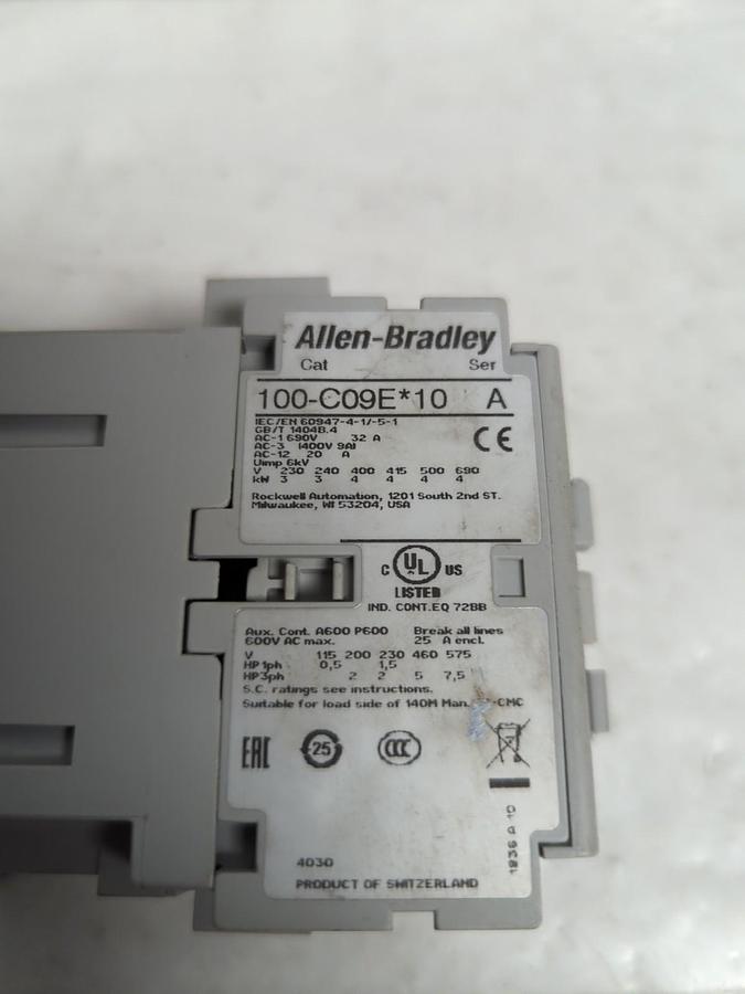 Used ALLEN BRADLEY,100-C09E*10,CONTACTOR 24V DC PRE-OWNED