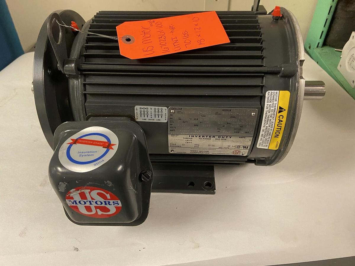 US Motors,16702361-100,3Hp Inverter Duty Motor 1765RPM 230/460V Frame 184TC