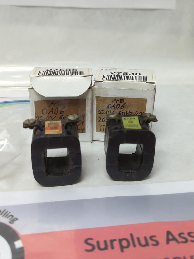 Used ALLEN BRADLEY,0A06,SIZE 0 COIL 220V PRE-OWNED LOT OF 2