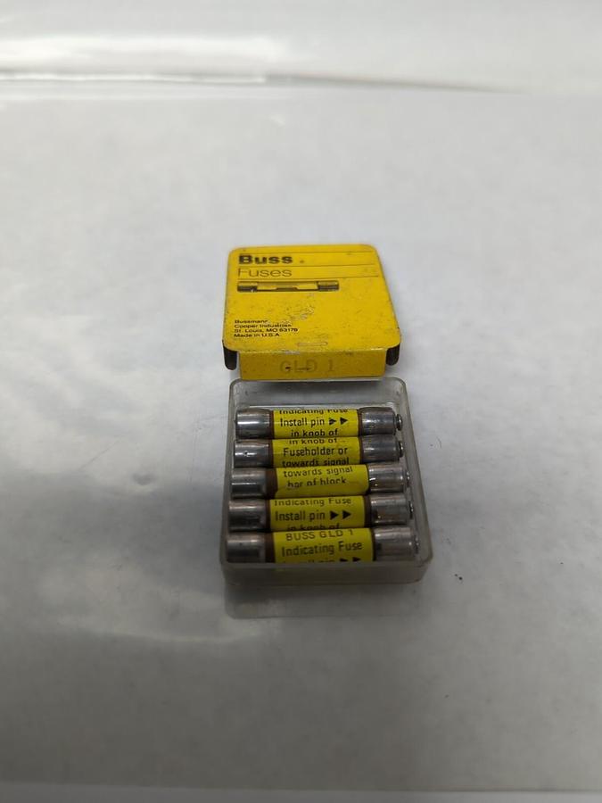 COOPER BUSSMANN,GLD-1,INDICATING FUSE 1 AMP PACK OF 5 NOS