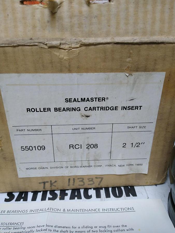 Used Sealmaster MORSE,RCI 208 550109,Roller Bearing Cartridge Insert 2-1/2 INCH