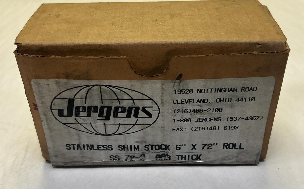 JERGENS,SS-72,STAINLESS STEEL SHIM STOCK 6"X72" ROLL NOS