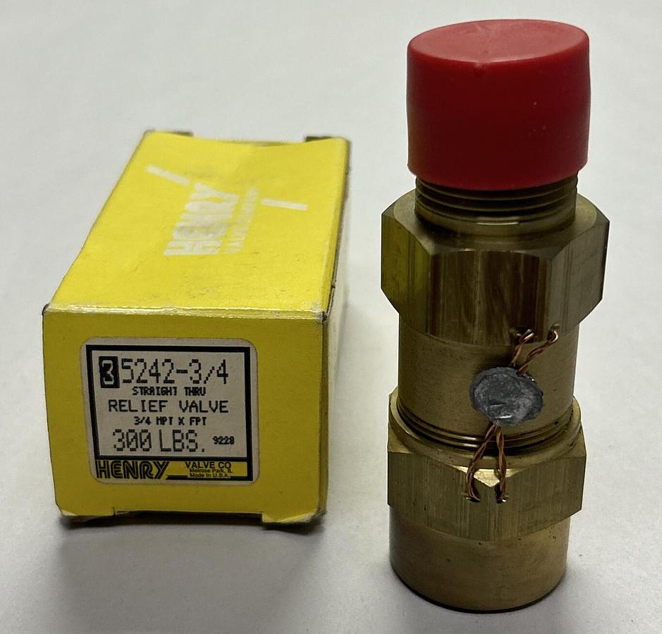 Used HENRY VALVE,5242-3/4,PRESSURE RELIEF VALVE 3/4IN NEW