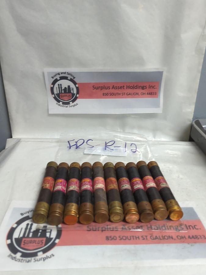 Used COOPER BUSSMANN,FRS-R-12,FUSETRON 12 AMP FUSE LOT OF 10 PRE-OWNED