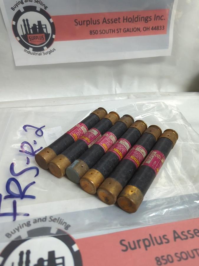 Used COOPER BUSSMANN,FRS-R-2,FUSETRON 2 AMP FUSE LOT OF 6 PRE-OWNED