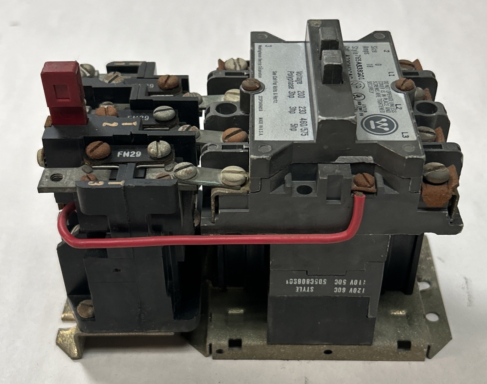 Used WESTINGHOUSE,A200M0CAC,MOTOR STARTER SIZE 0 18A