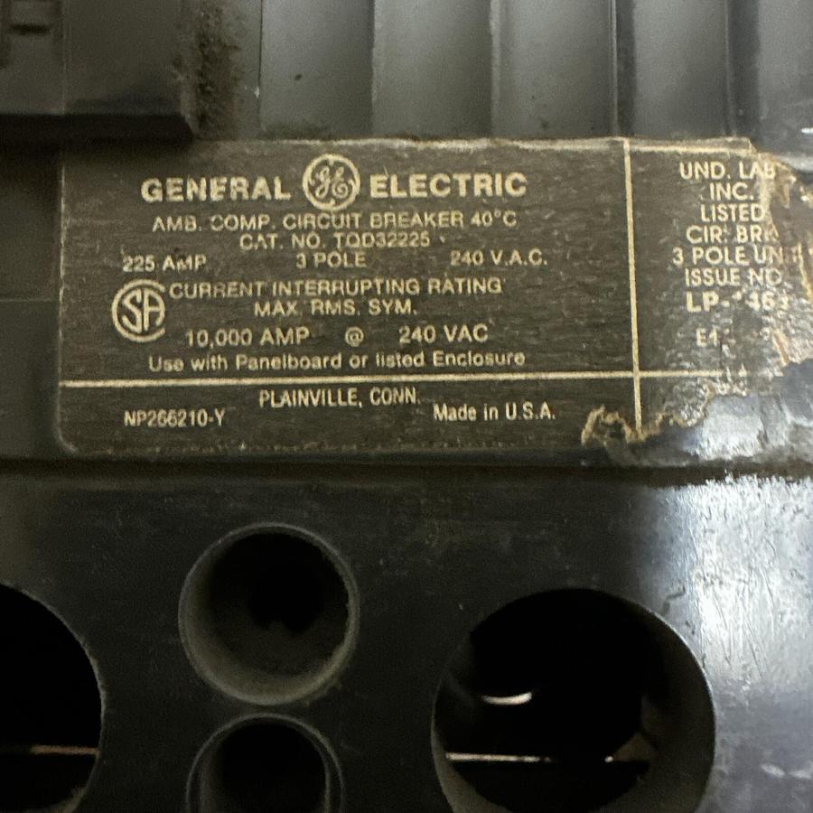 Used GE,TQD32225,225 Amp Circuit Breaker