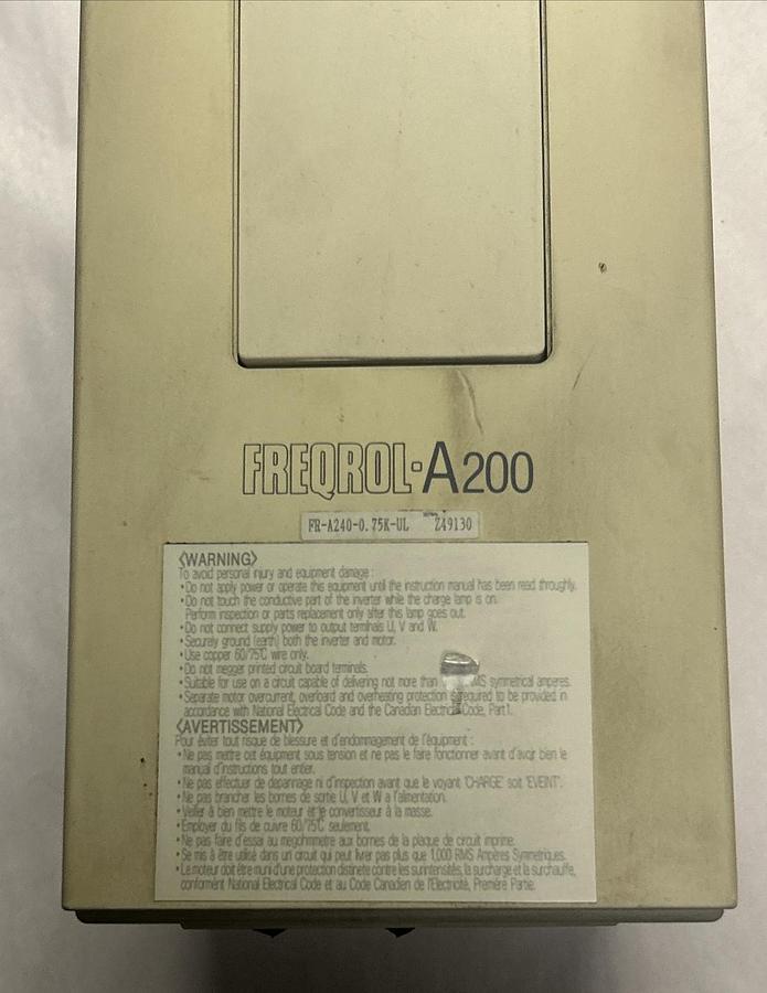 Used MITSUBISHI,FR-A240-0.75K-UL,AC DRIVE 380-460VAC 1HP