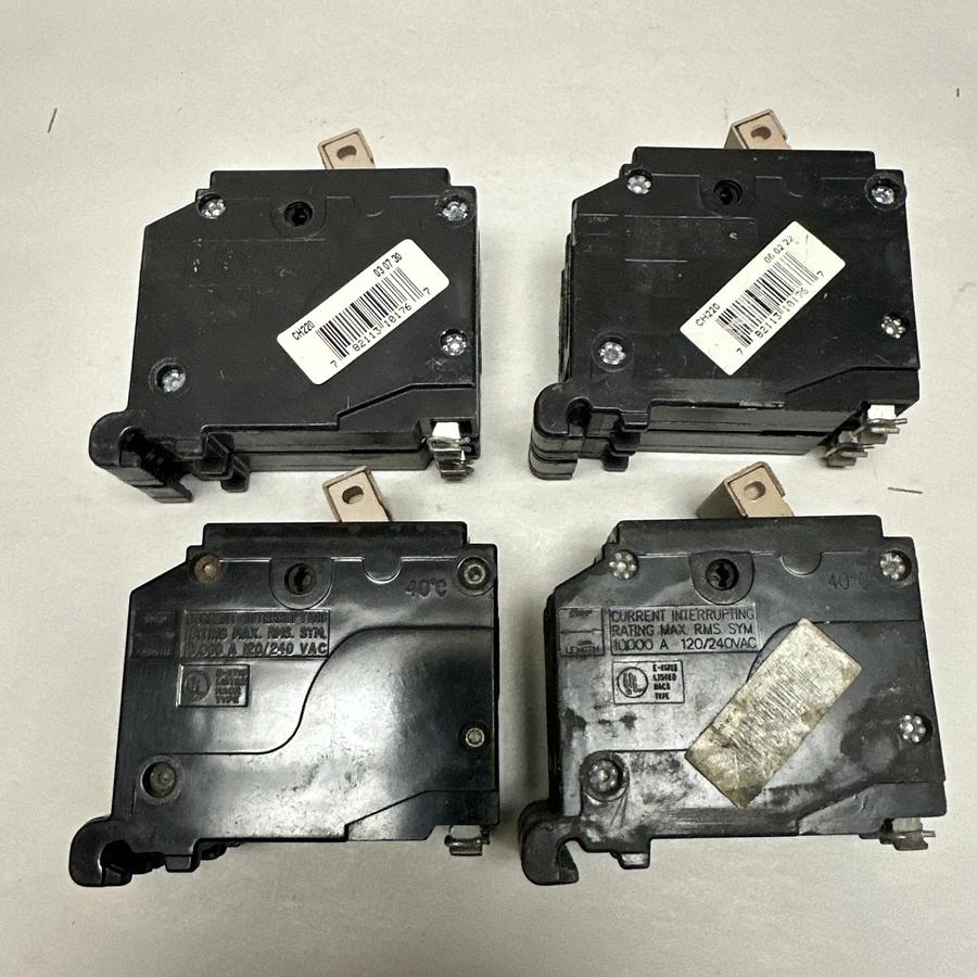 Used Cutler-Hammer,CH220,20 Amp 2 Pole 240VAC Circuit Breaker LOT of 4
