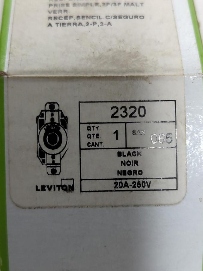 LEVITON,2320.TWIST-LOCK RECEPTACLE 20A 250V NOS
