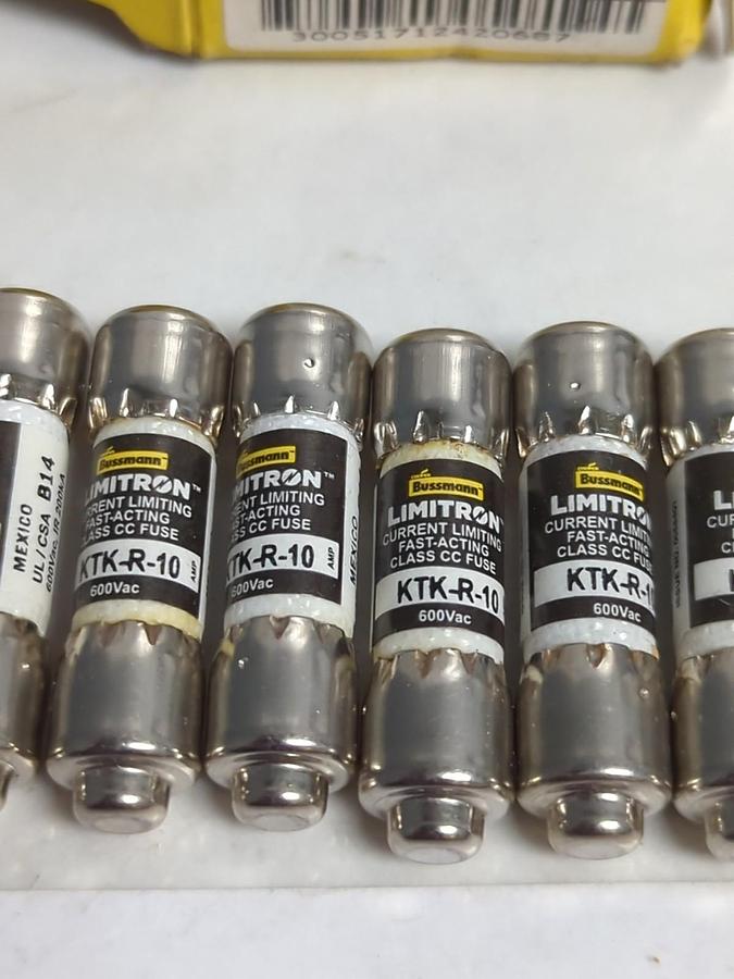 COOPER BUSSMANN,KTK-R-10,LIMITRON 10 AMP FUSES BOX OF 10 NOS
