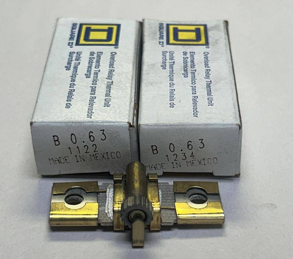 SQUARE D,B0.63,OVERLOAD RELAY HEATER ELEMENT LOT OF 2 NOS