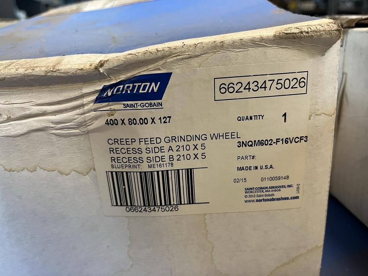 NORTON,400X80X127,CREEP FEED GRINDING WHEEL RECESS SIDE A&B 210X5
