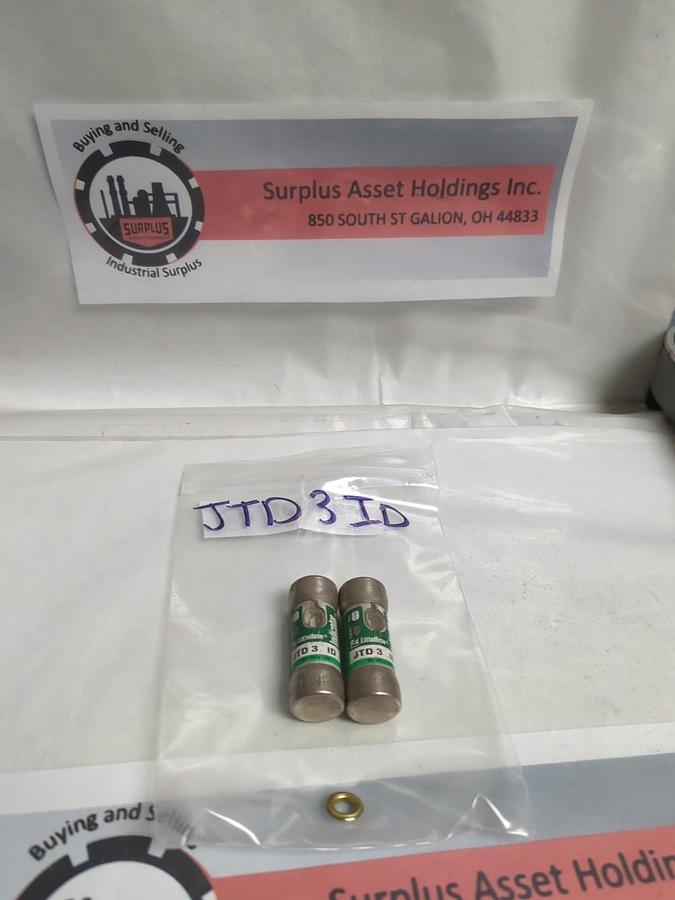 Used LITTELFUSE,JTD3ID,INDICATOR 3 AMP FUSE LOT OF 2 PRE-OWNED