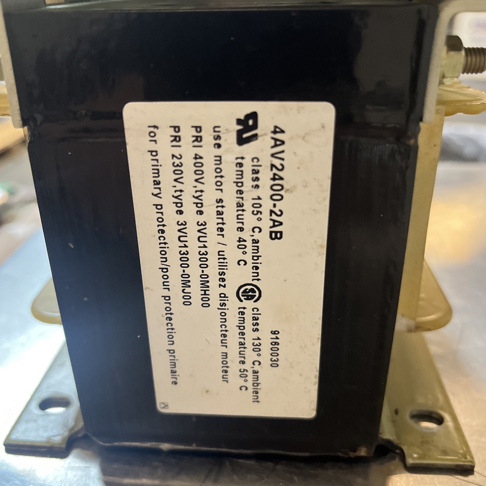 Used SIEMENS,4AV2400-2AB,CONTROL TRANSFORMER WITH RECTIFIER .24kW 415-215HV 24VDC LV