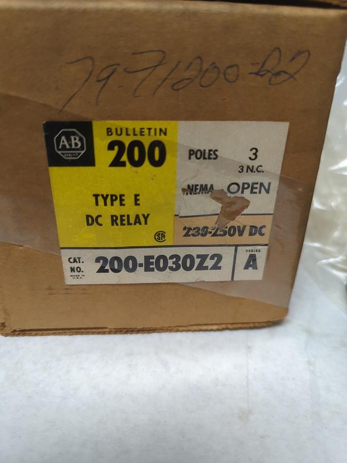 ALLEN BRADLEY,200-E030ZA,SERIES A RELAY 230-250V DC NEW