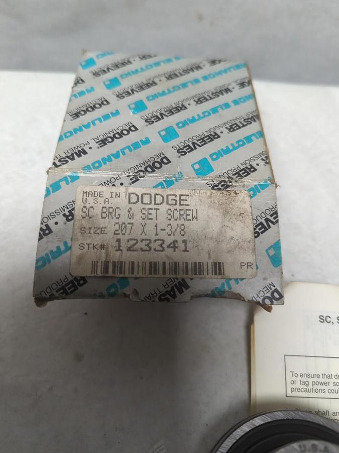 DODGE,123341,SC BEARING & SET SCREW SIZE 207X1-3/8 INCH NOS