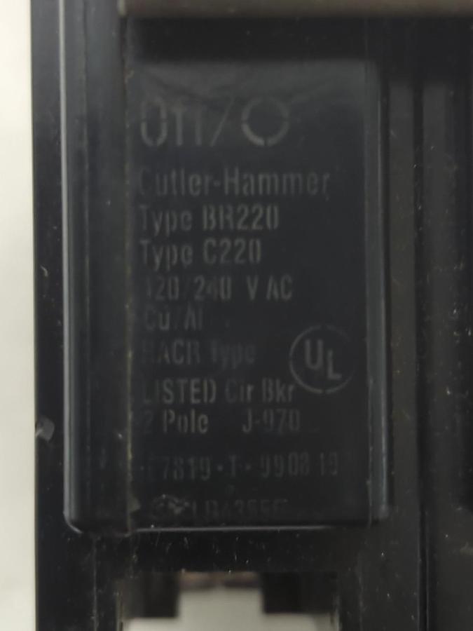 Used CUTLER-HAMMER,BR220,CIRCUIT BREAKER 20 AMP 2-POLE PRE-OWNED