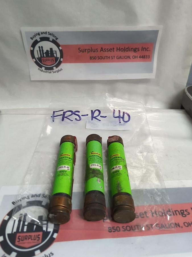 Used COOPER BUSSMANN,FRSR40,FUSETRON 40 AMP FUSE LOT OF 3 PRE-OWNED