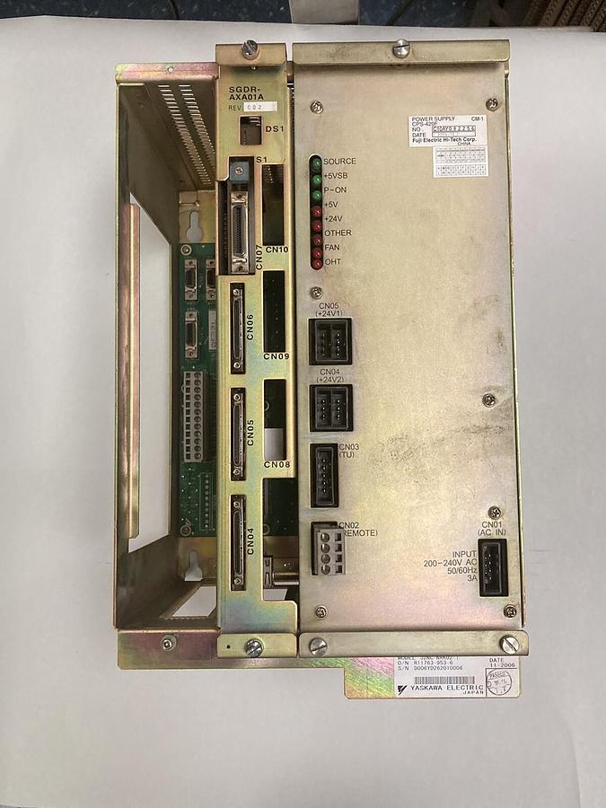 Used Yaskawa,JZNC-NRK02-1,Rack with CPS-420F  SGDR-AXA01A REV. C02