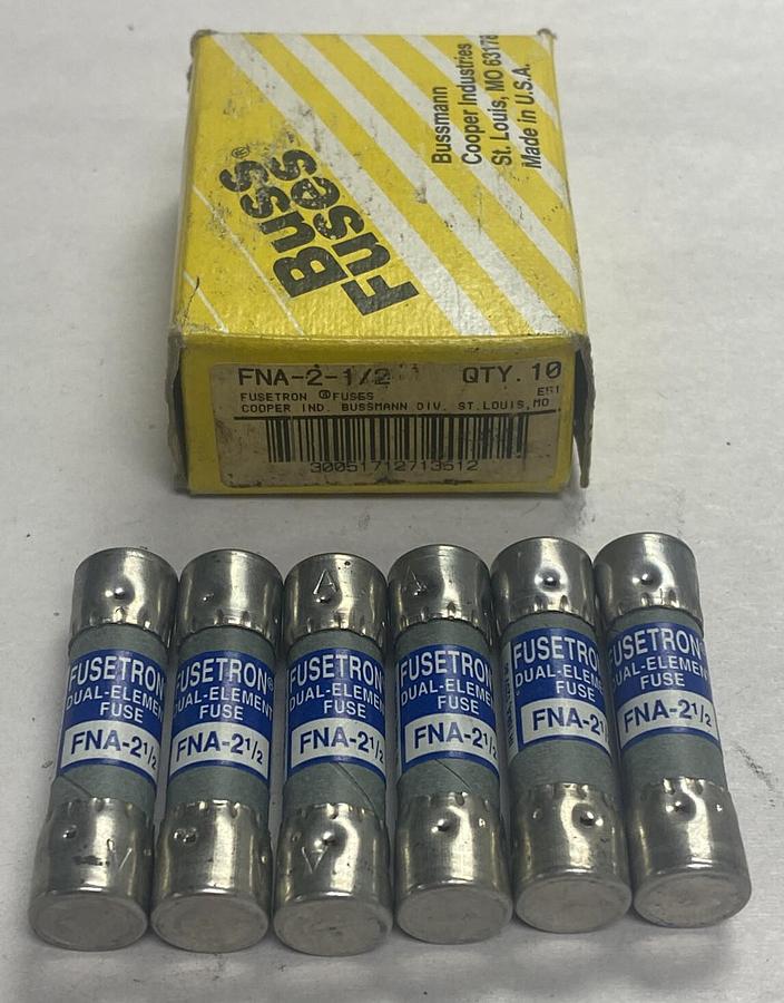 Cooper Bussmann,FNA-2-1/2,Fusetron Lot Of 6 NOS