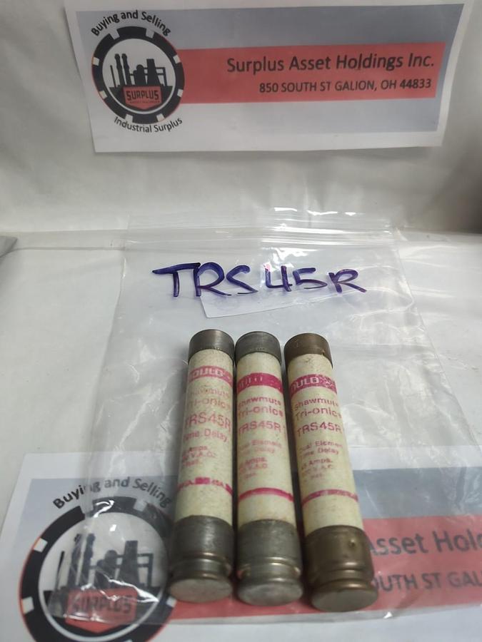 Used GOULD SHAWMUT,TRS45R,TRI-ONIC 45 AMP FUSE LOT OF 3 PRE-OWNED