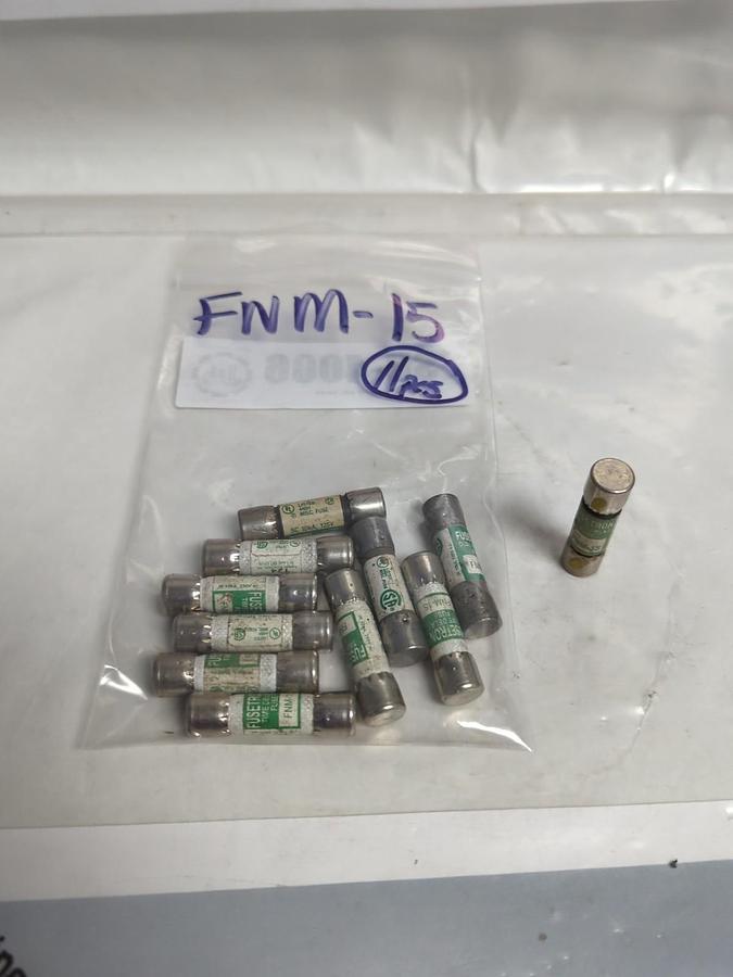 Used COOPER BUSSMANN,FNM-15,FUSETRON 15 AMP FUSE LOT OF 11 PRE-OWNED