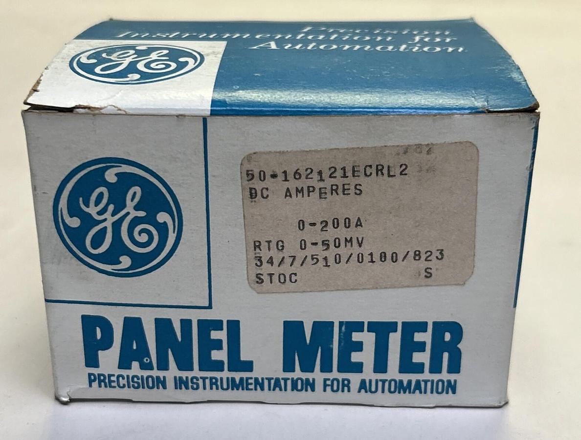 Used GENERAL ELECTRIC,50-162121ECRL2,PANEL METER 0-200 DC AMPERES NEW