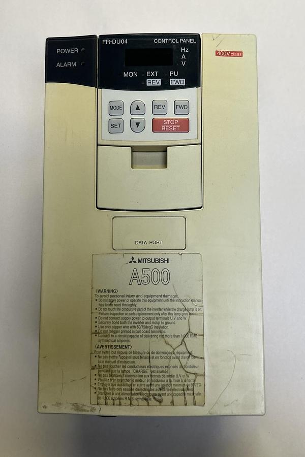 Used MITSUBISHI,FR-A540-0.75K-NA,INVERTER AC DRIVE 1 HP W/ FR-DU04 CONTROL