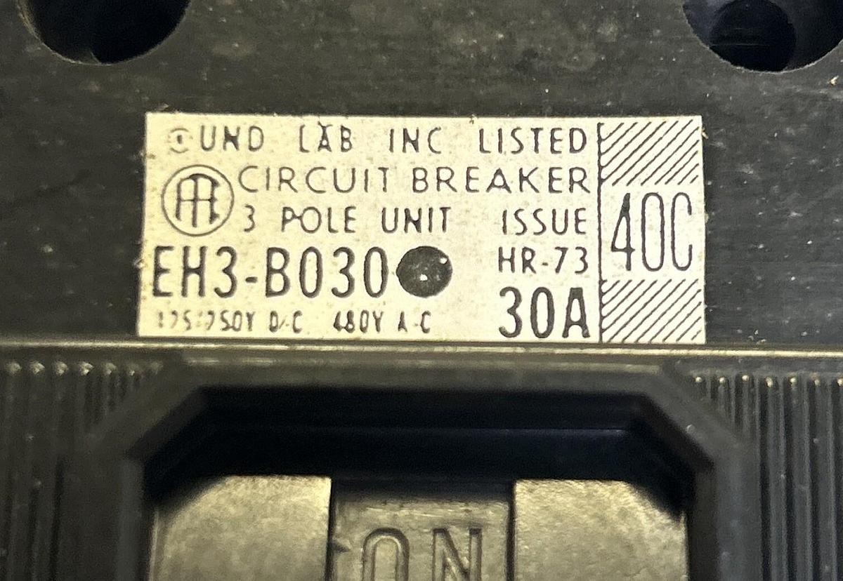 Used ITE,EH3B030,CIRCUIT BREAKER 30A 480V 3P
