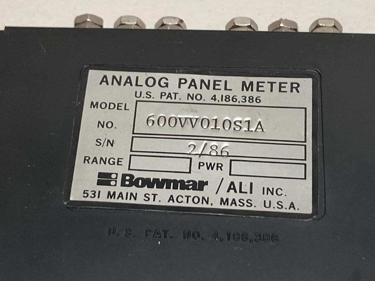 Bowmar/Ali,600VV010S1A,Analog Panel Meter