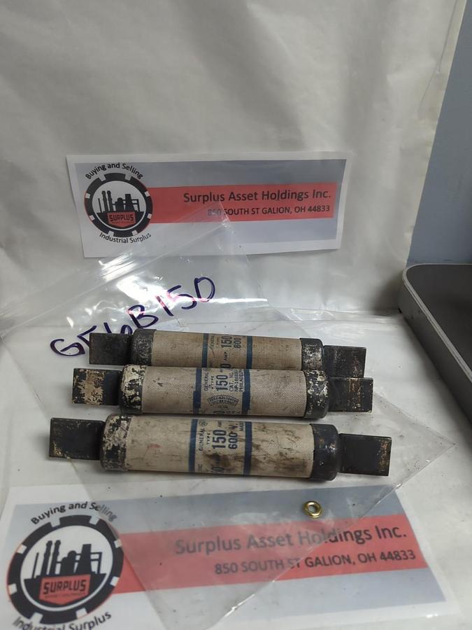Used GE,GF6B150,FUSE 150 AMP LOT OF 3 PRE-OWNED