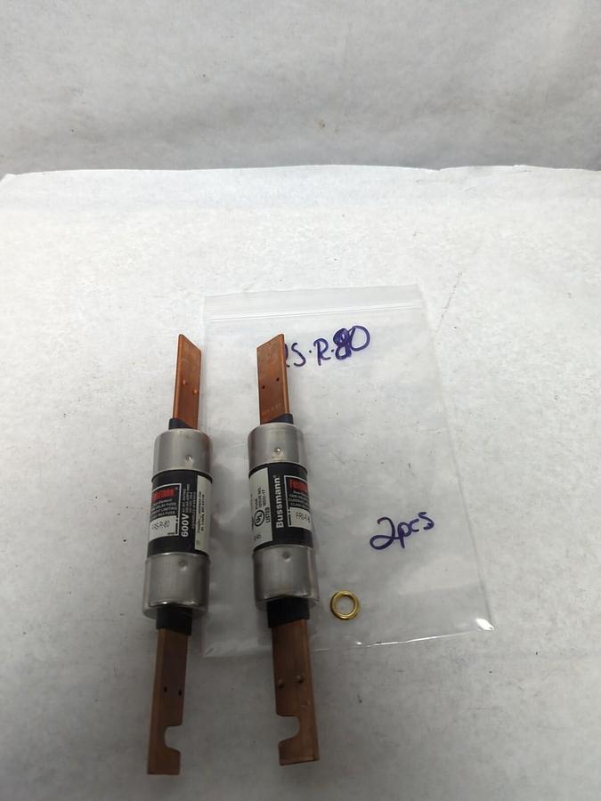 Used COOPER BUSSMANN,FRS-R-80,FUSETRON 80 AMP FUSE LOT OF 2 PRE-OWNED
