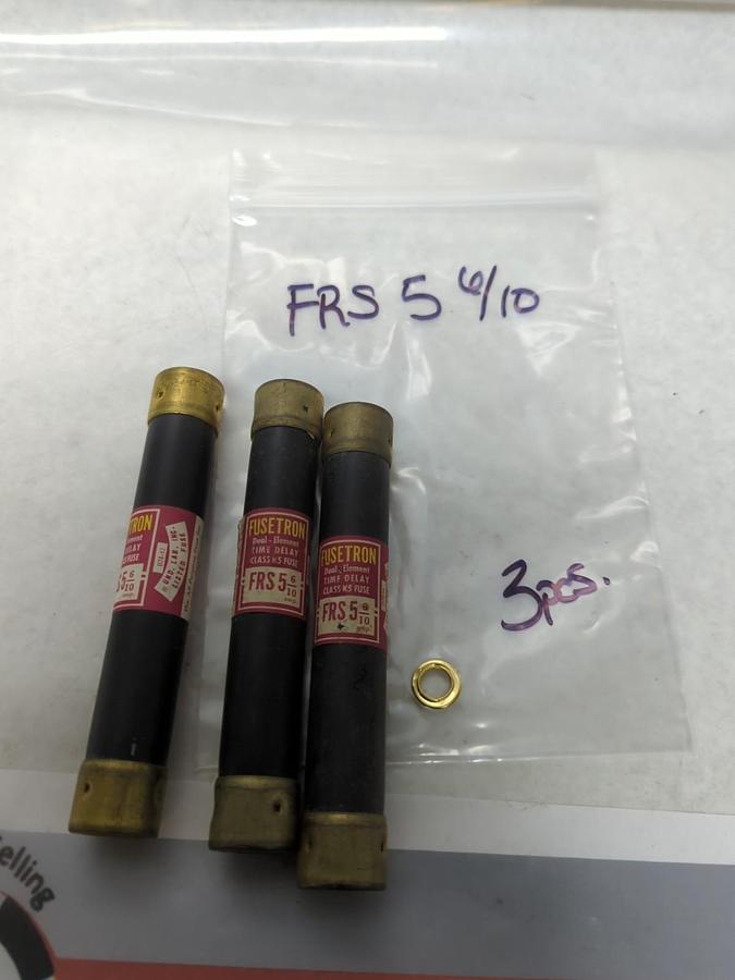 Used COOPER BUSSMANN,FRS 5-6/10,FUSETRON 5-6/10 AMP FUSE LOT OF 3 PRE-OWNED