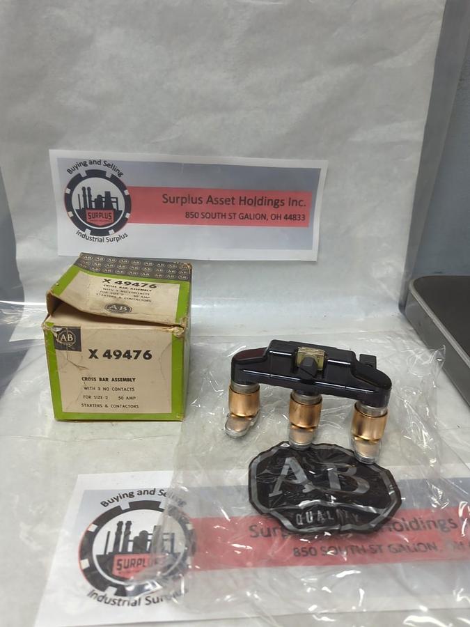 ALLEN BRADLEY,X 49476,CROSS BAR ASSY W/ 3 NO. CONTACTS FOR SIZE 2 50 AMP NOS