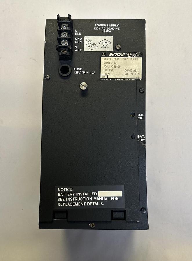 Used SQUARE D SYMAX,8030PS-21,POWER SUPPLY 150VA 120V