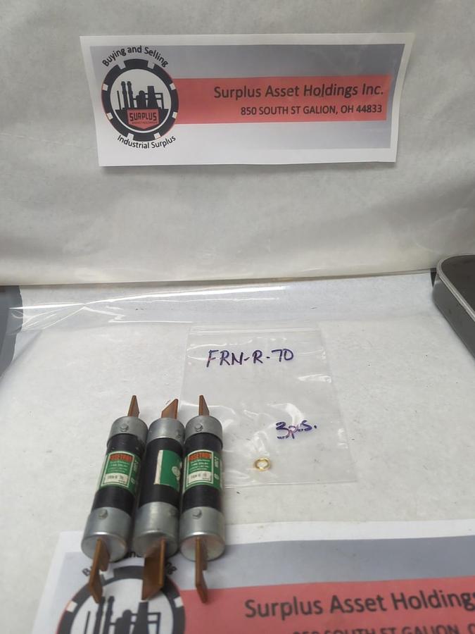 Used COOPER BUSSMANN,FRN-R-70,FUSETRON 70 AMP FUSE LOT OF 3 PRE-OWNED