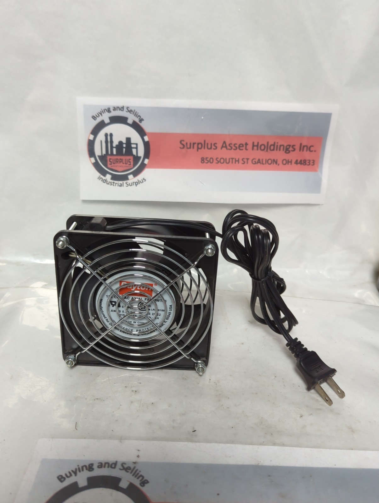 DAYTON,E-19455,COOLING FAN 115V 60/50HZ 0.24AMP 0.26WATT WITH COVER AND CORD NOS