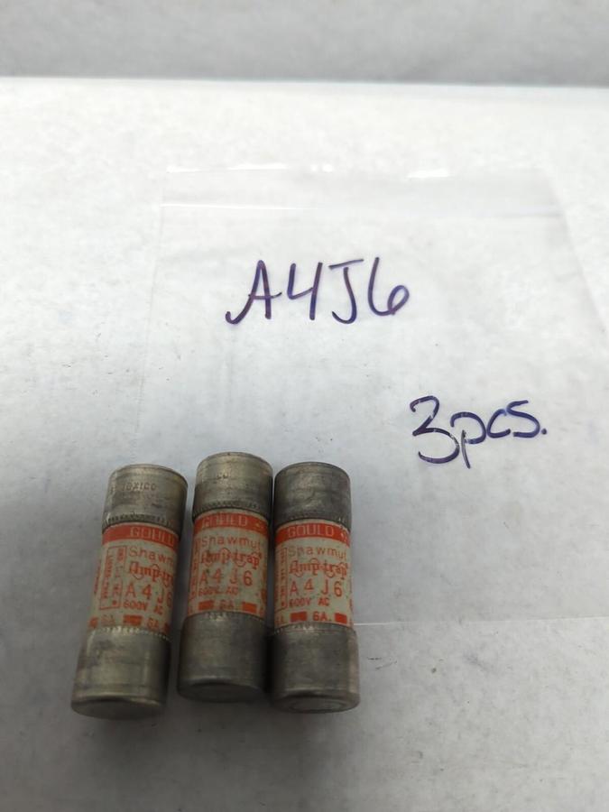Used GOULD SHAWMUT,A4J6,AMP-TRAP 6 AMP LOT OF 3 PRE-OWNED